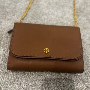 Tory Burch Cognac Leather Chain Crossbody